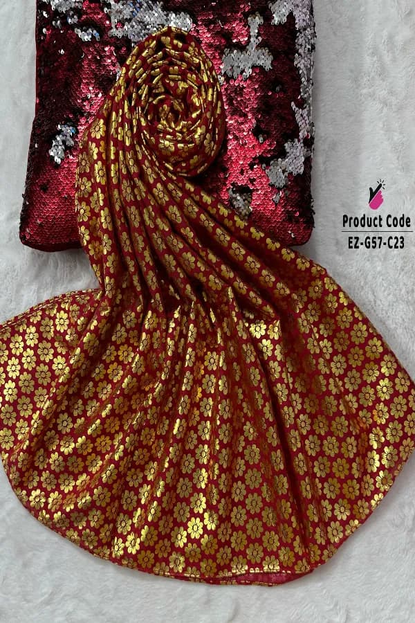 Super Gorgeous Floral Foil Work Hijab