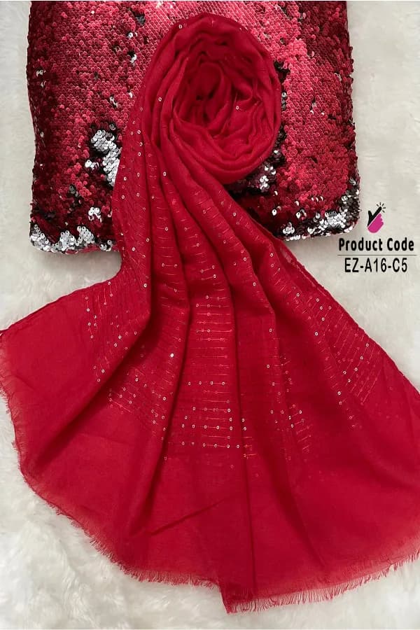 Sequins Work Cotton Hijab Both Sides Work
