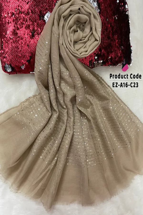 Sequins Work Cotton Hijab Both Sides Work