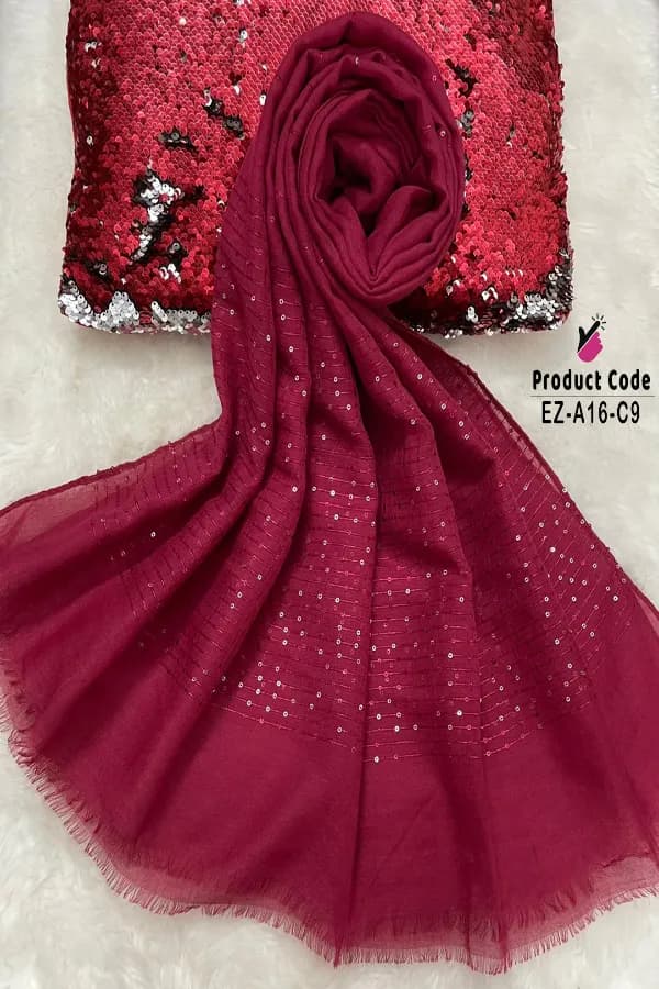 Sequins Work Cotton Hijab Both Sides Work