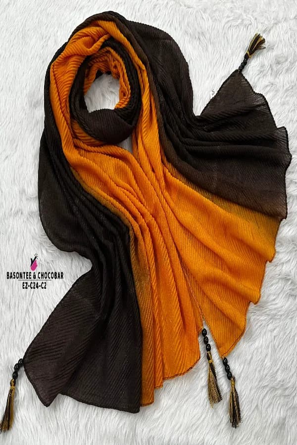 Supper Exclusive Wooden Tassel Shaded Hijab With Shimmer Work 🧕🧕