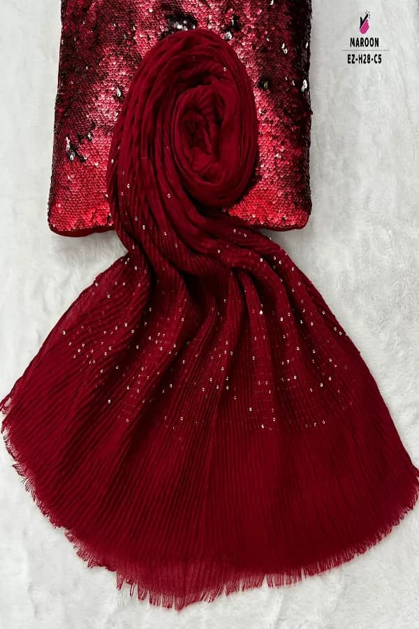 Super Comfortable Both Side Sequins Work Crepe Cotton HIJAB🧕