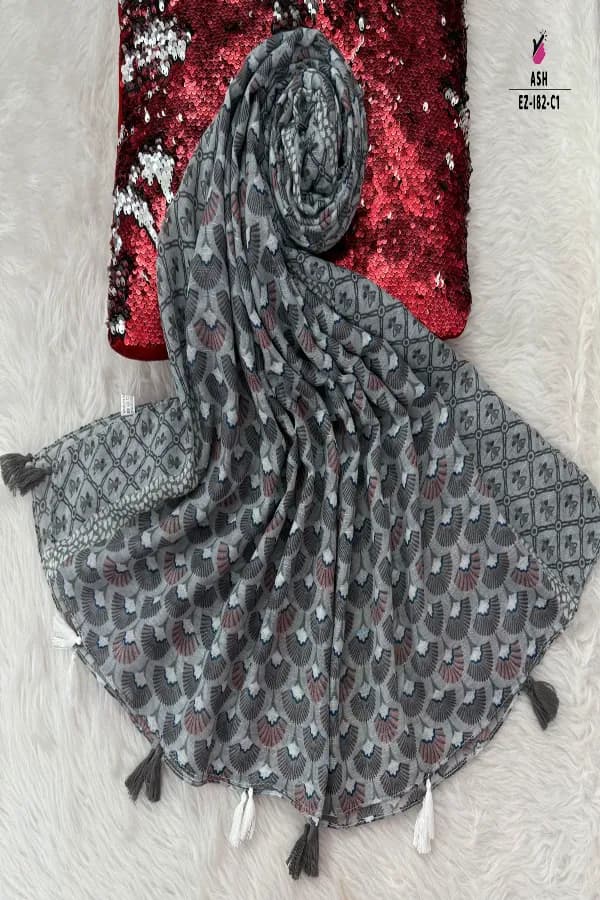 Unique Printed HIJAB with Tassel Work