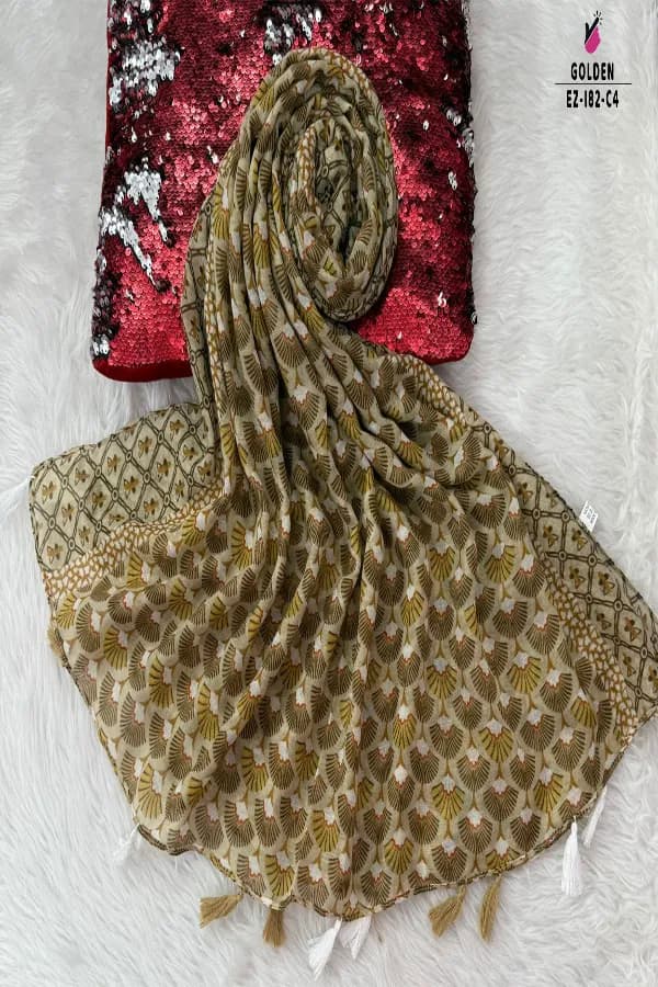 Unique Printed HIJAB with Tassel Work
