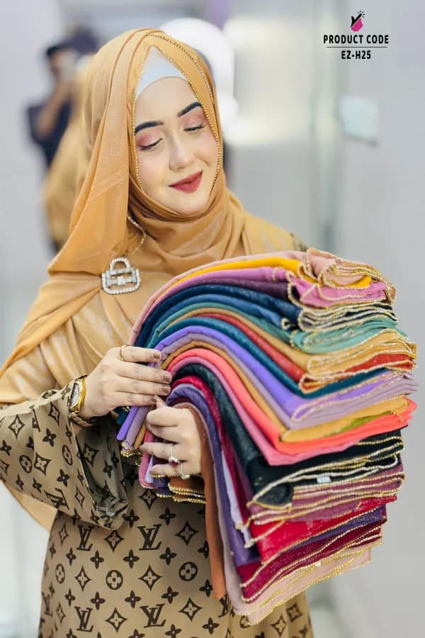 Exclusive Zipper Border Hijab
