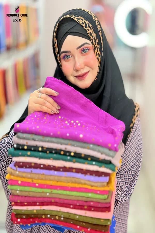 Both Side Sequins Work Hijab