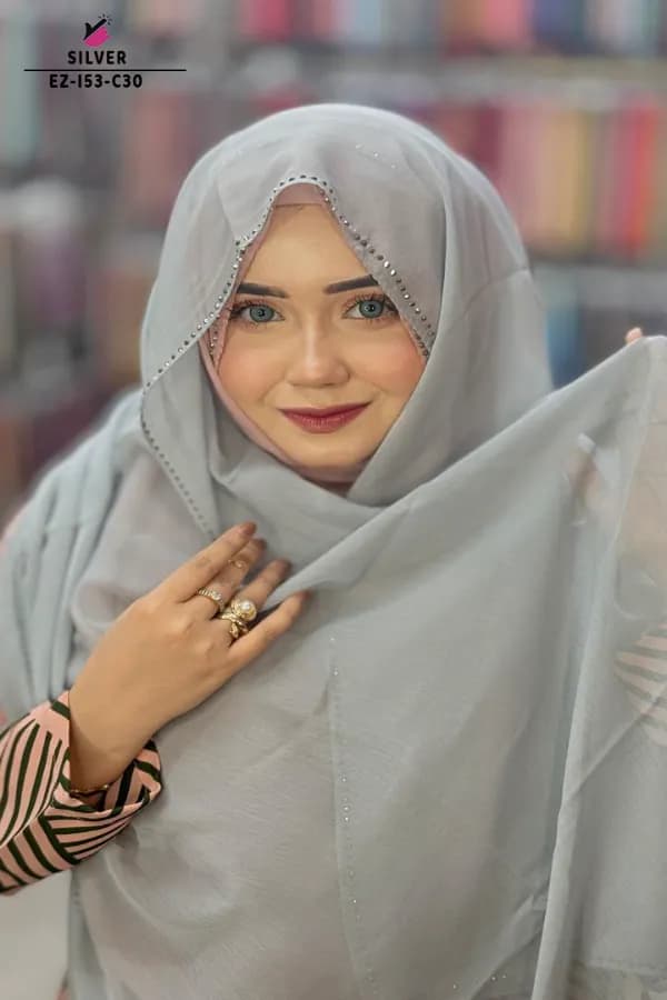 Maslin Hijab with Stone Work