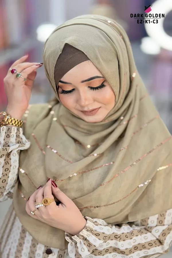 Exclusive Stripe Sequins Work HIJAB 🧕