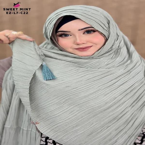 Curly Crepe HIJAB with Tassel Work🧕🧕