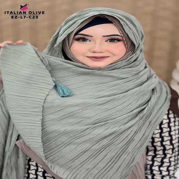 Curly Crepe HIJAB with Tassel Work🧕🧕