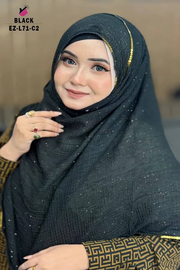 Sequins HIJAB With Glitter Work