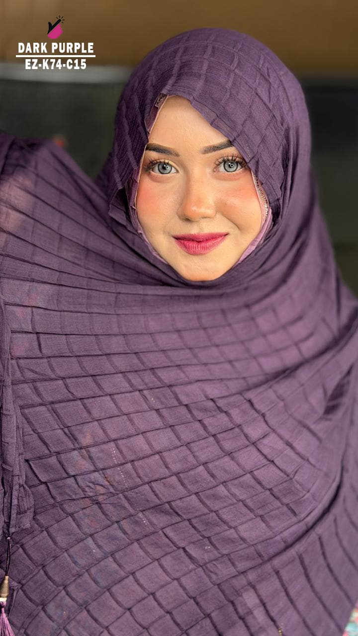 Waffle Crush Hijab With Tassel Work