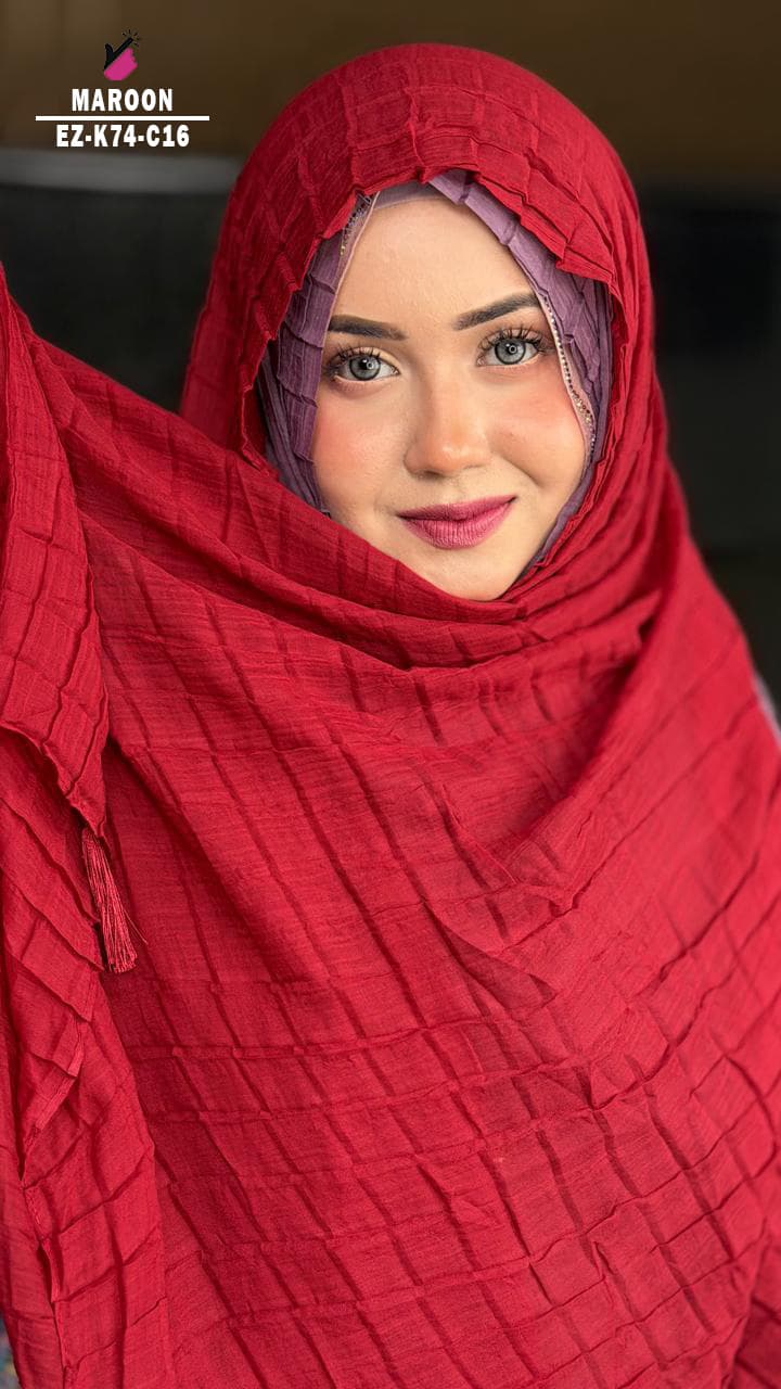 Waffle Crush Hijab With Tassel Work