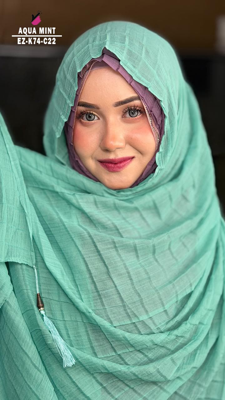 Waffle Crush Hijab With Tassel Work