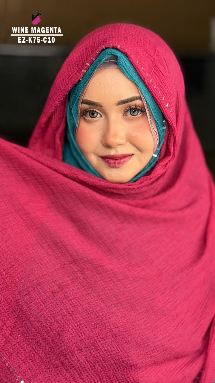 Curly Sequins Work Hijab