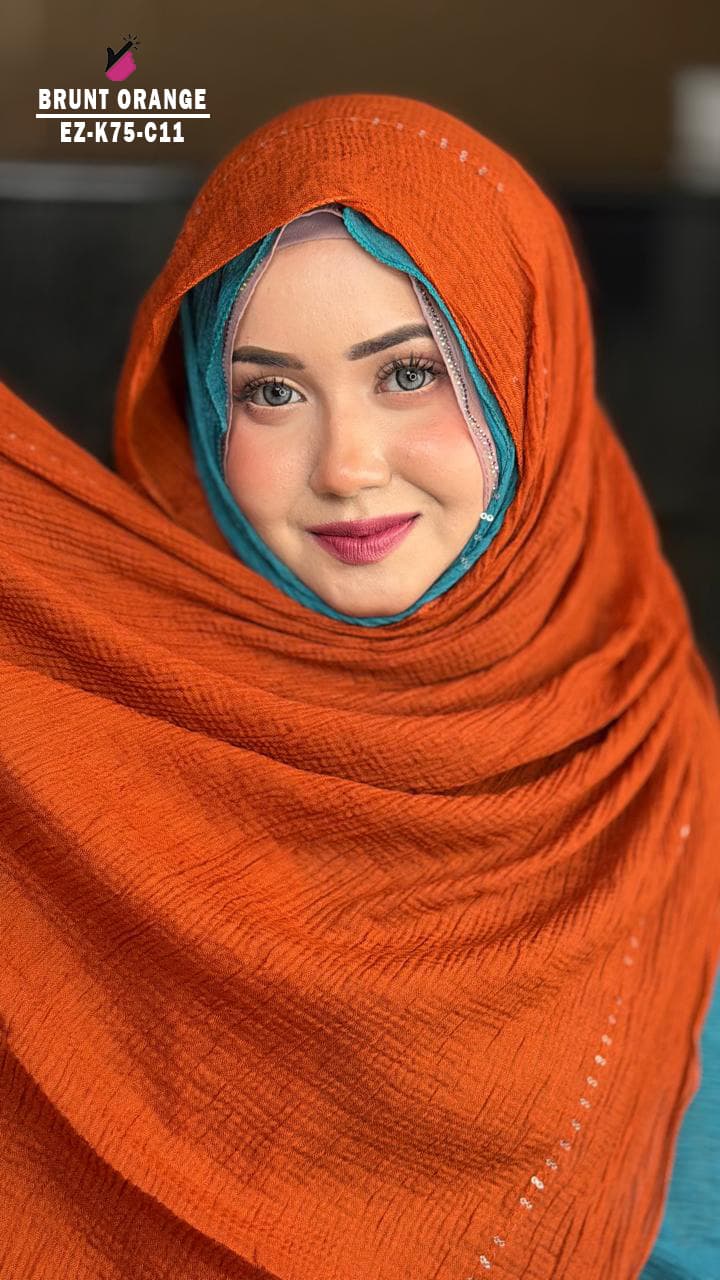 Curly Sequins Work Hijab