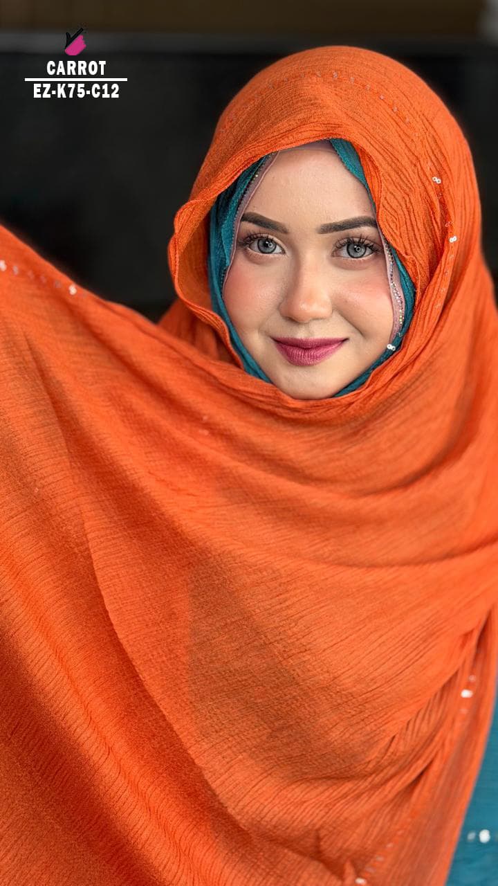 Curly Sequins Work Hijab