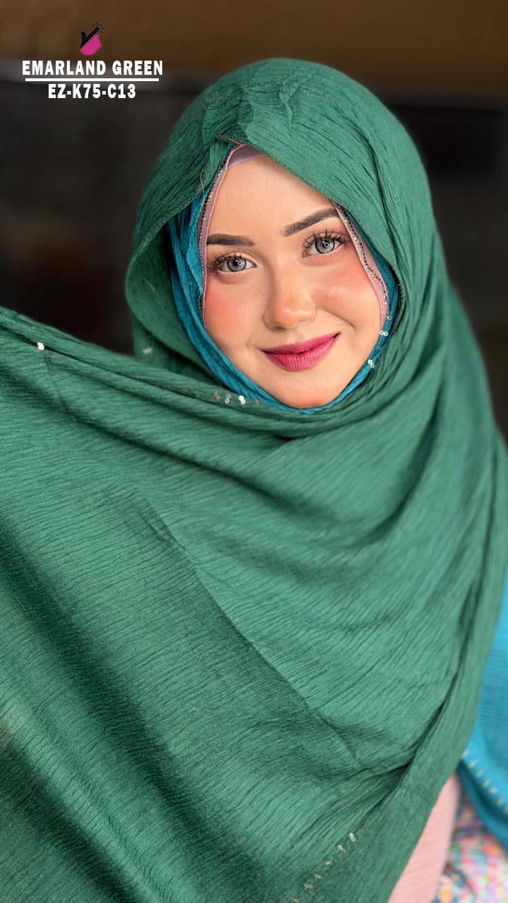 Curly Sequins Work Hijab