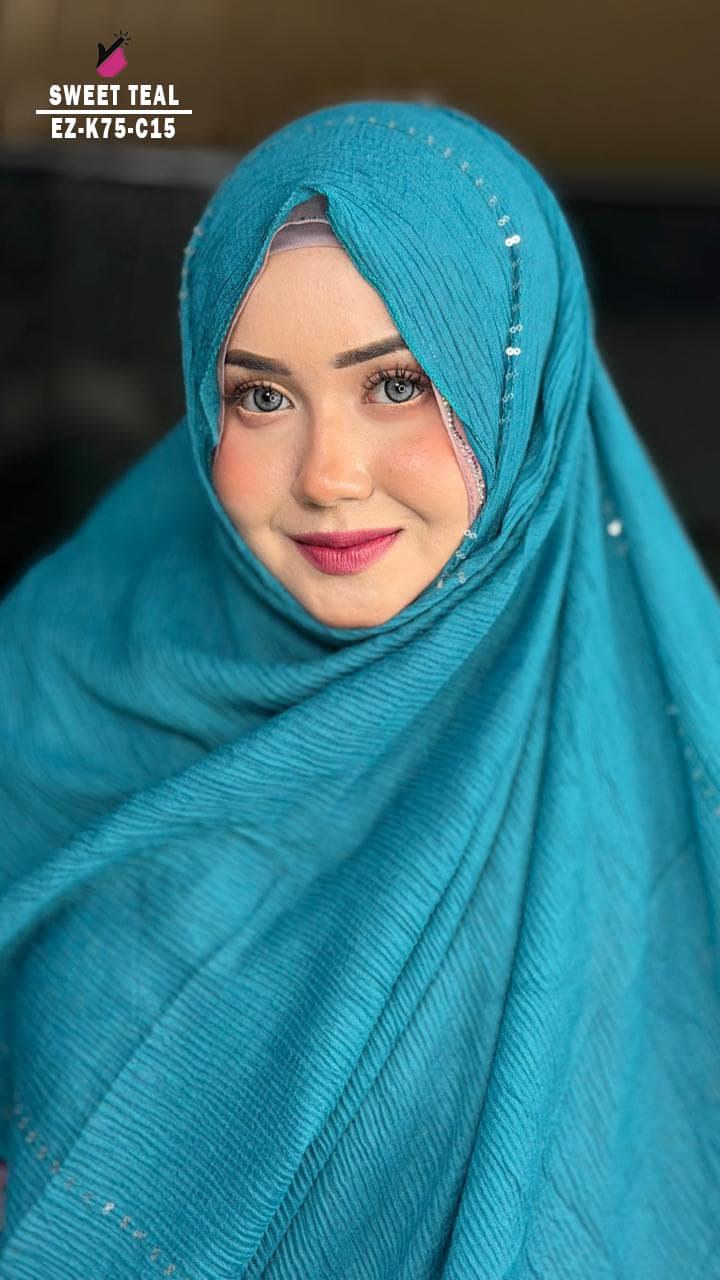 Curly Sequins Work Hijab