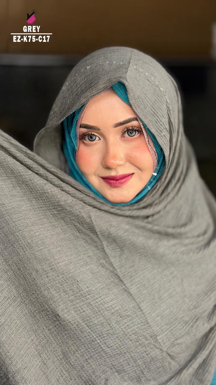 Curly Sequins Work Hijab