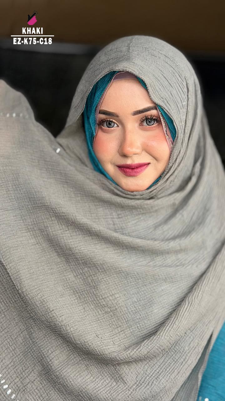 Curly Sequins Work Hijab