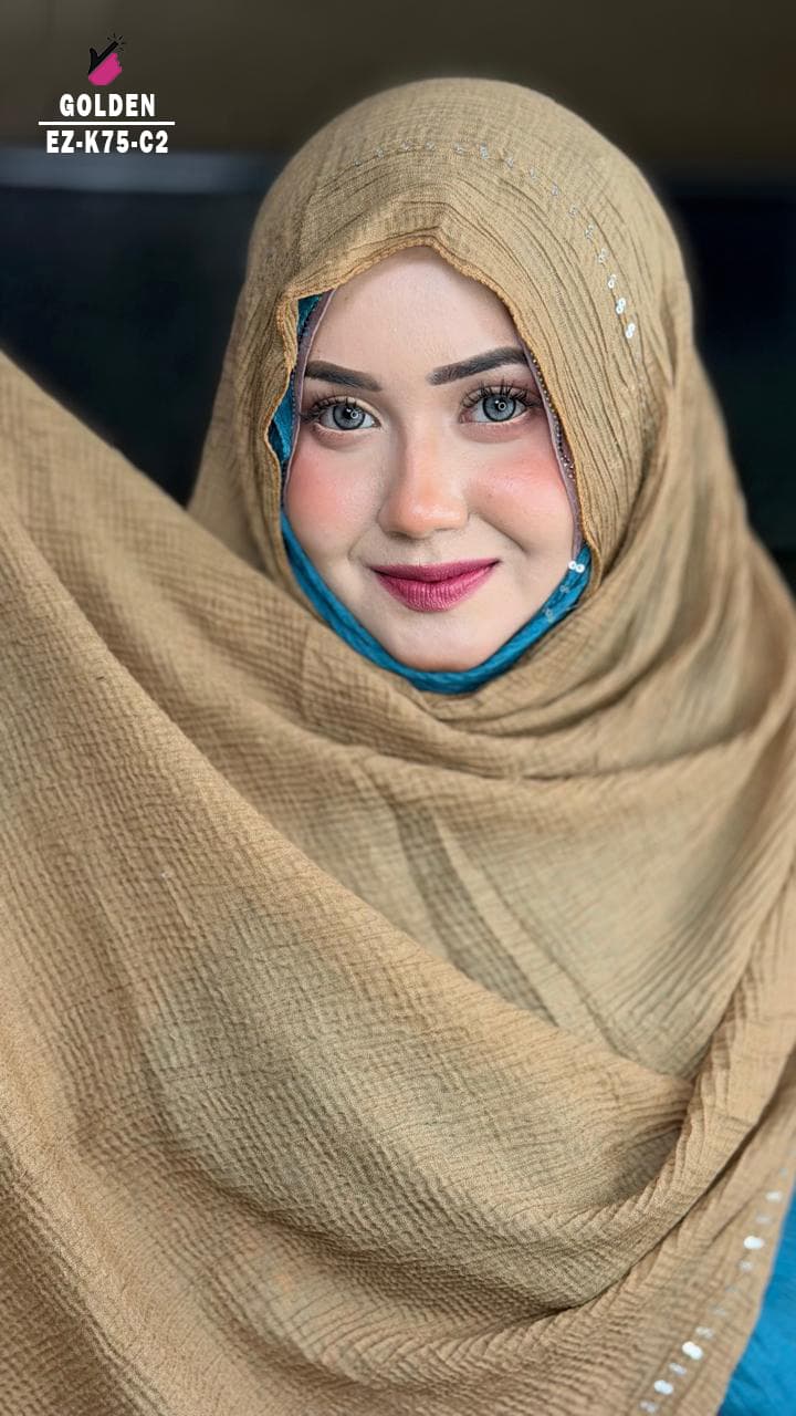 Curly Sequins Work Hijab