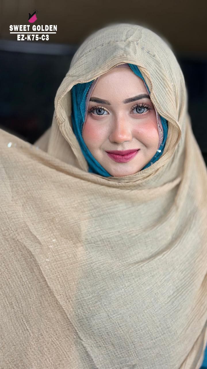 Curly Sequins Work Hijab