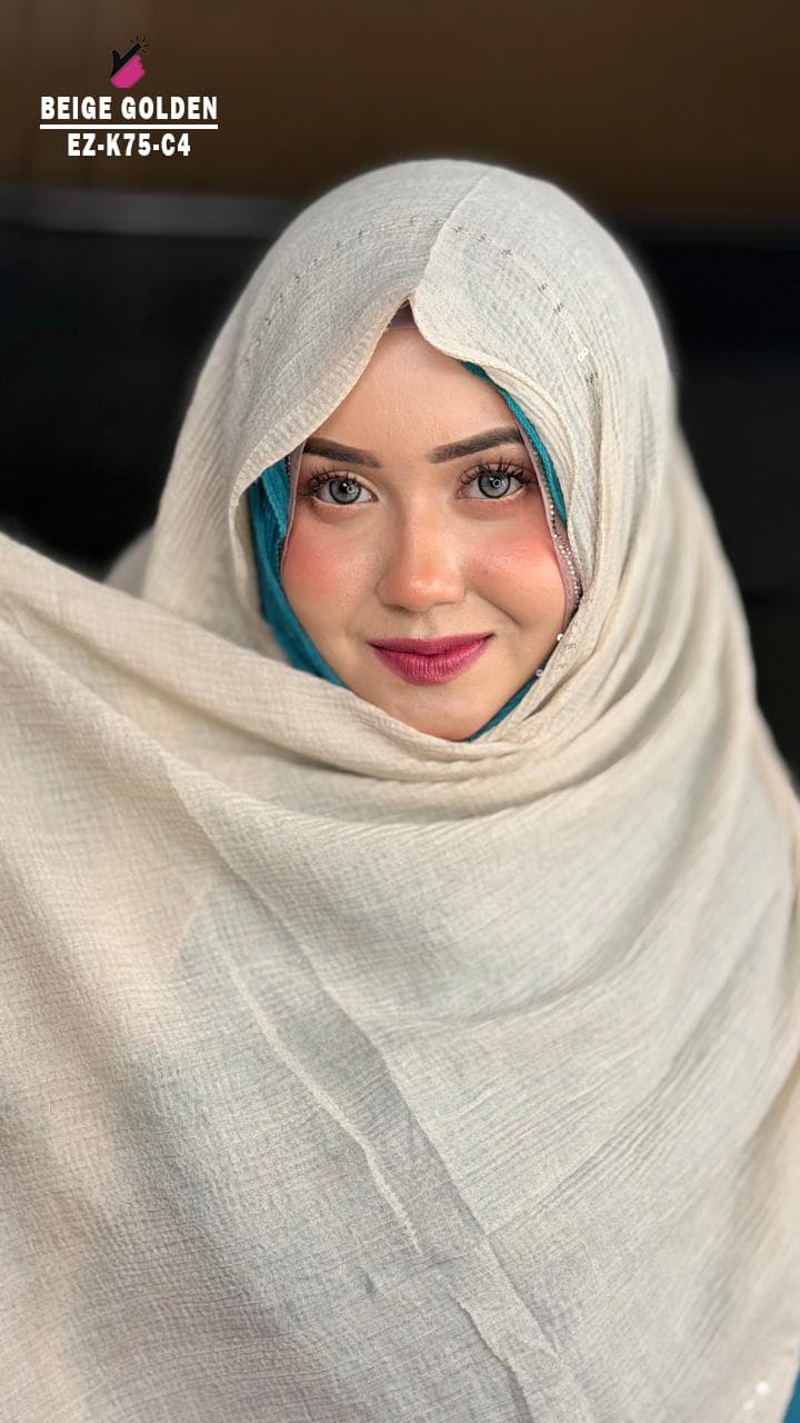 Curly Sequins Work Hijab
