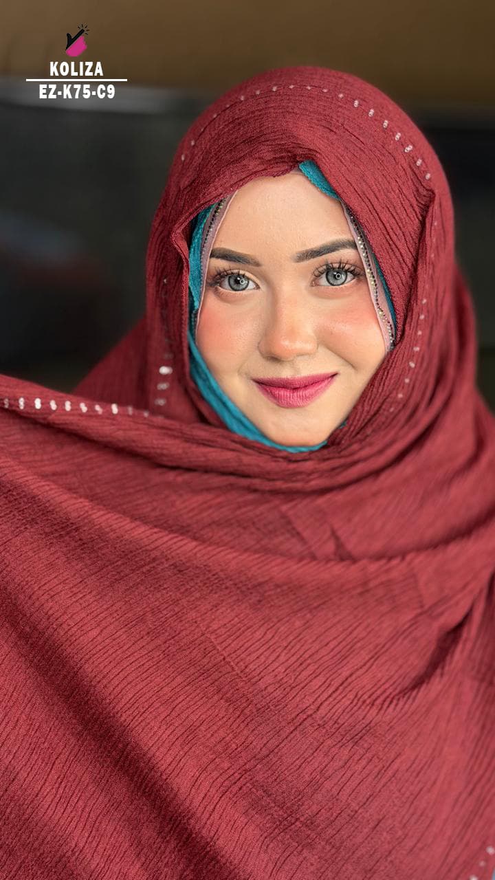 Curly Sequins Work Hijab