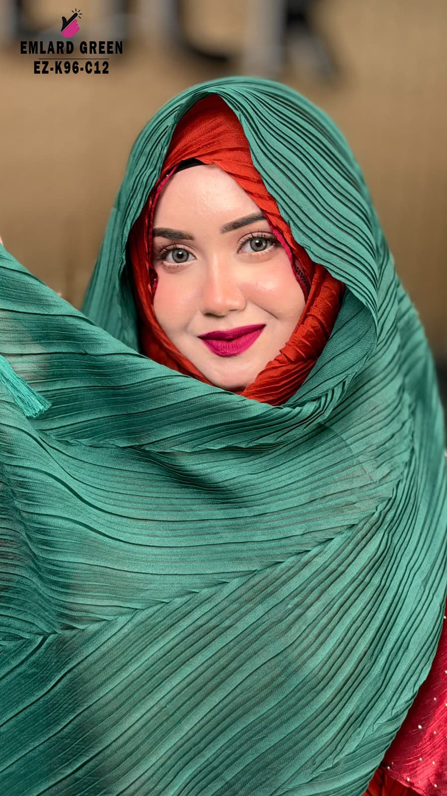 Malaysian Crush Shimmer hijab with wooden Tassel