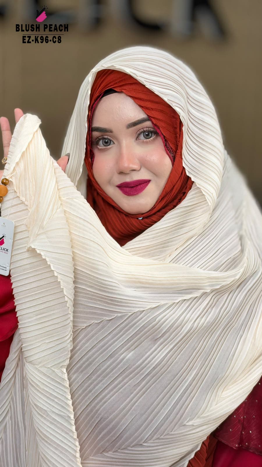 Malaysian Crush Shimmer hijab with wooden Tassel