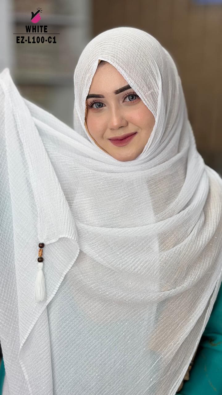 Crush Feather Touch Hijab Tassel Work