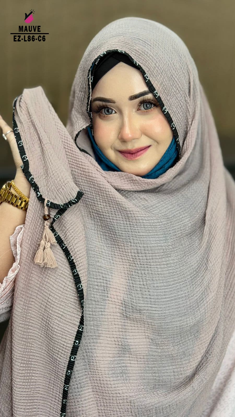 Branded Border Tassel Work Hijab