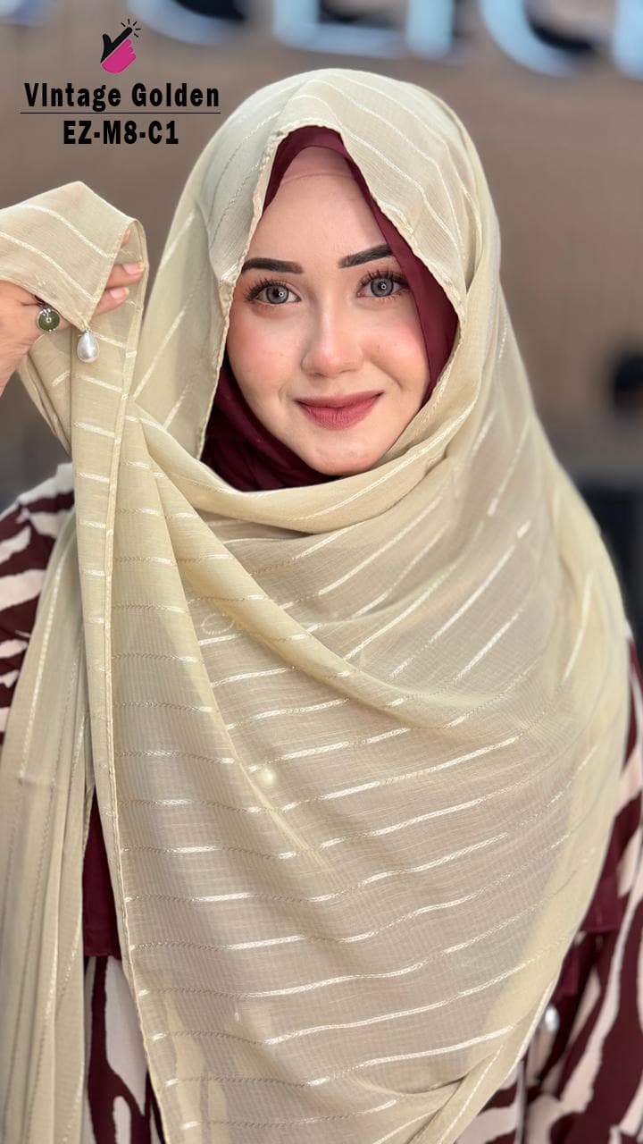 Supper Exclusive Pearl Stripe Chiffon Hijab