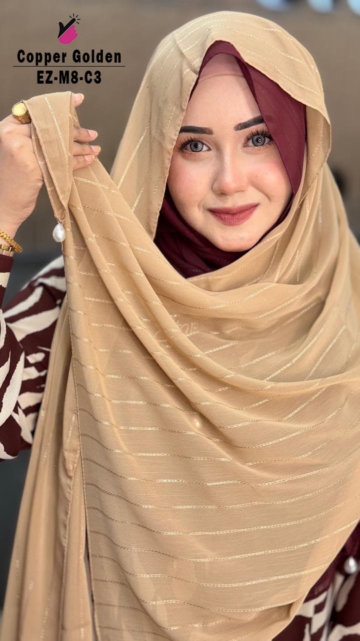 Supper Exclusive Pearl Stripe Chiffon Hijab