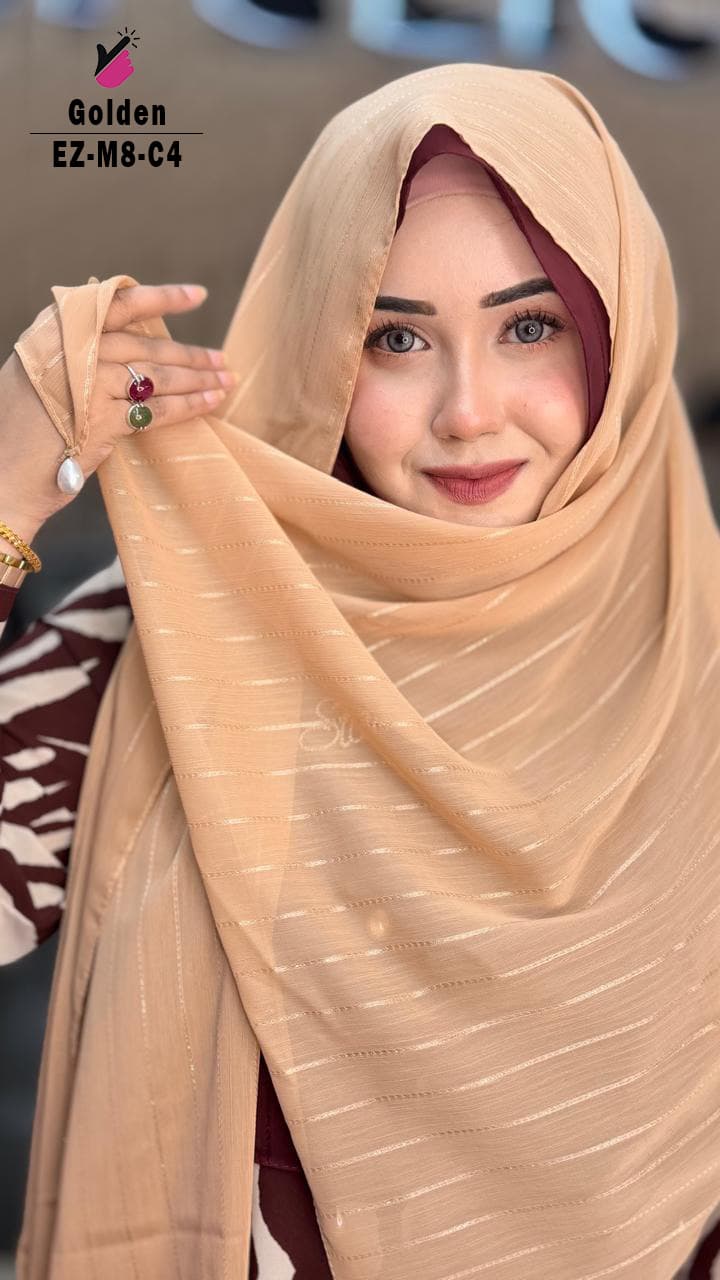 Supper Exclusive Pearl Stripe Chiffon Hijab
