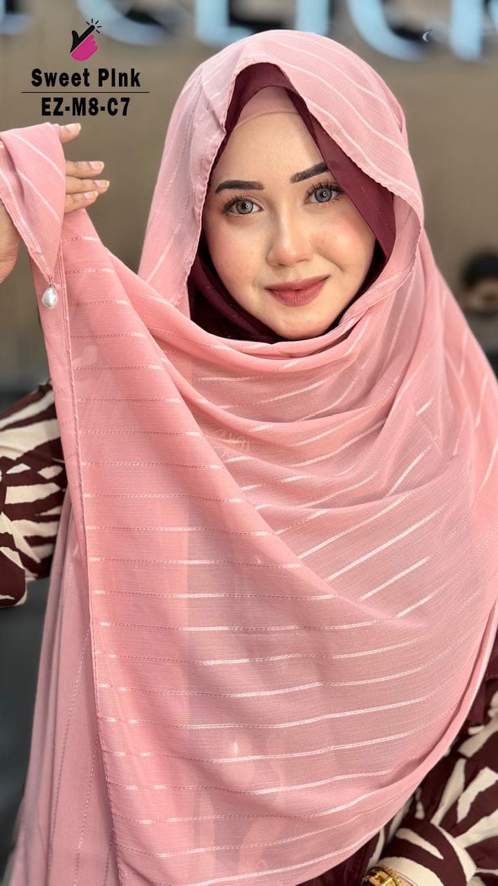 Supper Exclusive Pearl Stripe Chiffon Hijab