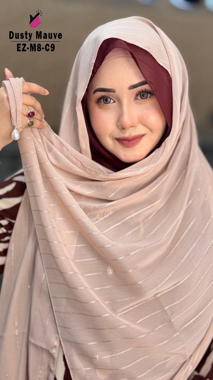 Supper Exclusive Pearl Stripe Chiffon Hijab