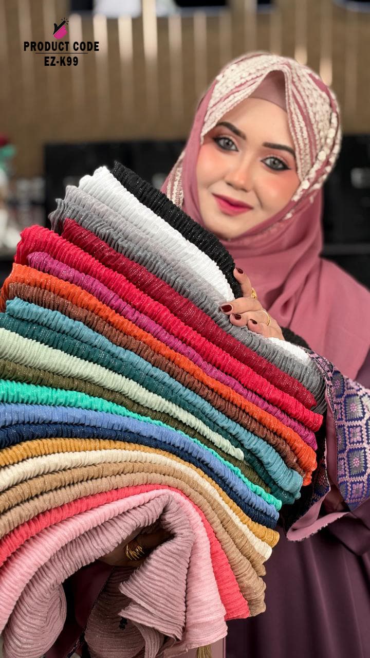 Crush Shimmer Hijab With Tassel Work